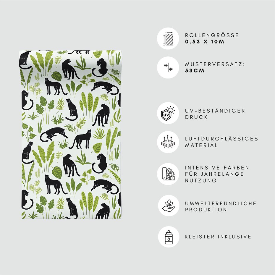 Tapeta - pantery, liście, roślinność