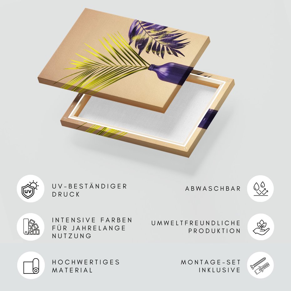 Obraz na płótnie - liście, wazon, abstrakcja