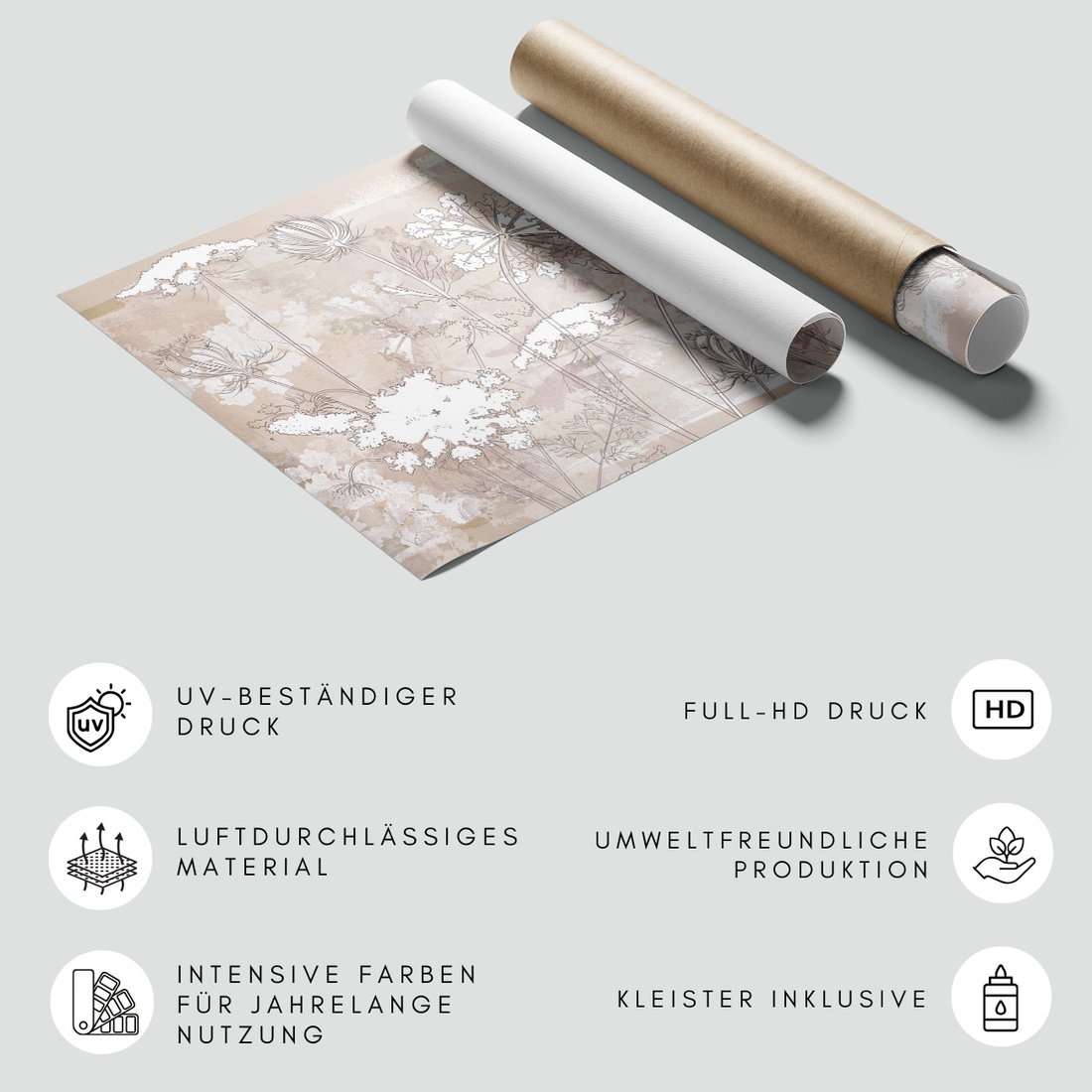 Fototapeta - beton, kwiaty, trawy