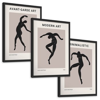 Zestaw obrazy w ramie, plakaty - sztuka, postać, taniec - rama czarna