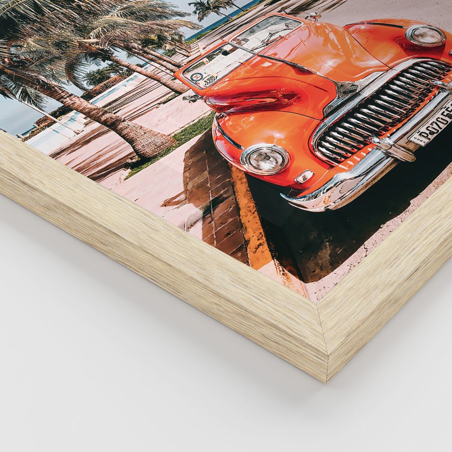 Zestaw obrazy w ramie, plakaty - palmy, plaża, wakacje - rama drewno