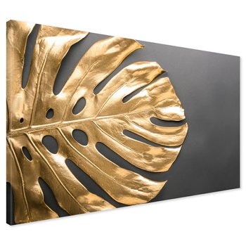 Obraz na płótnie - liść, złoty, monstera