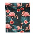 Tapeta - flamingi, kwiaty, liście