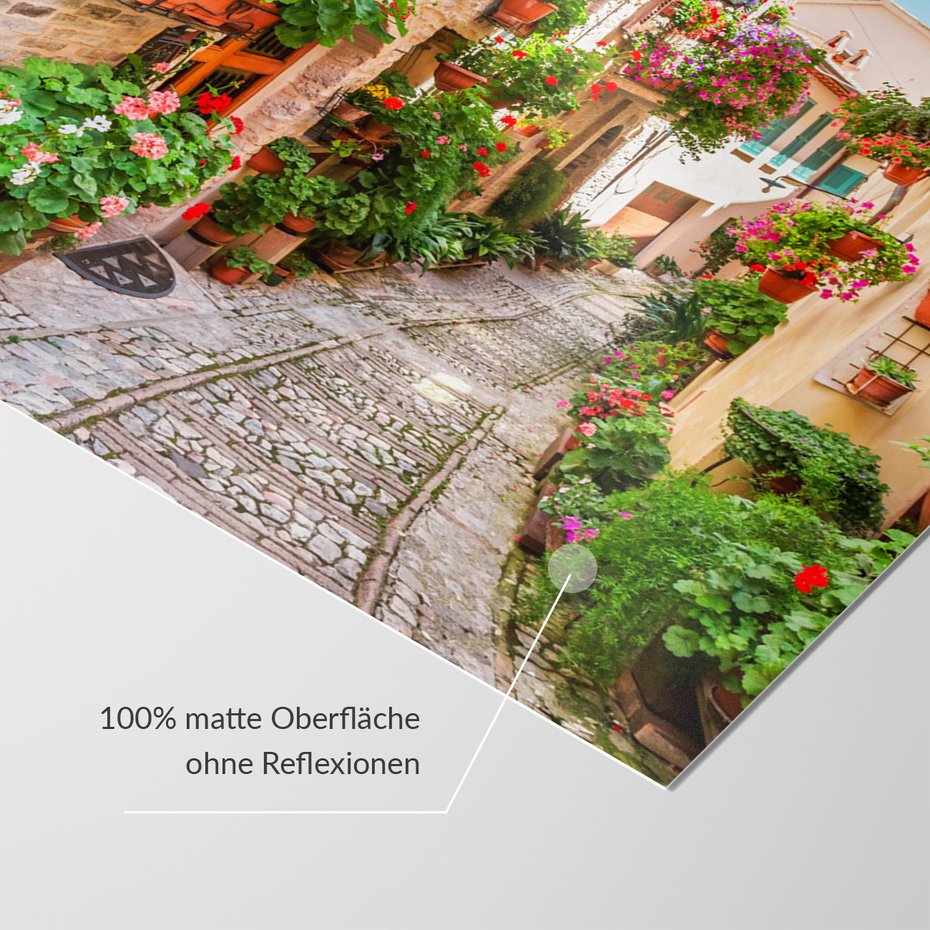 Fototapeta - kwiaty, uliczka, doniczki