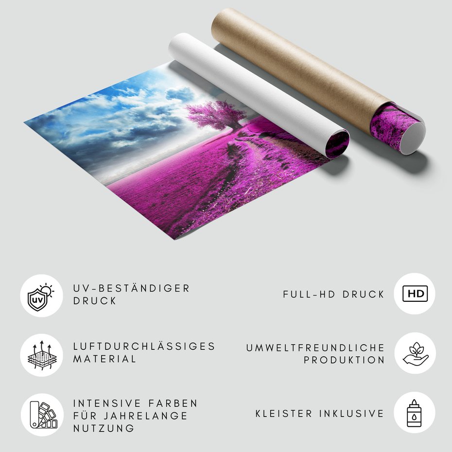 Fototapeta - pole, drzewo, różowy