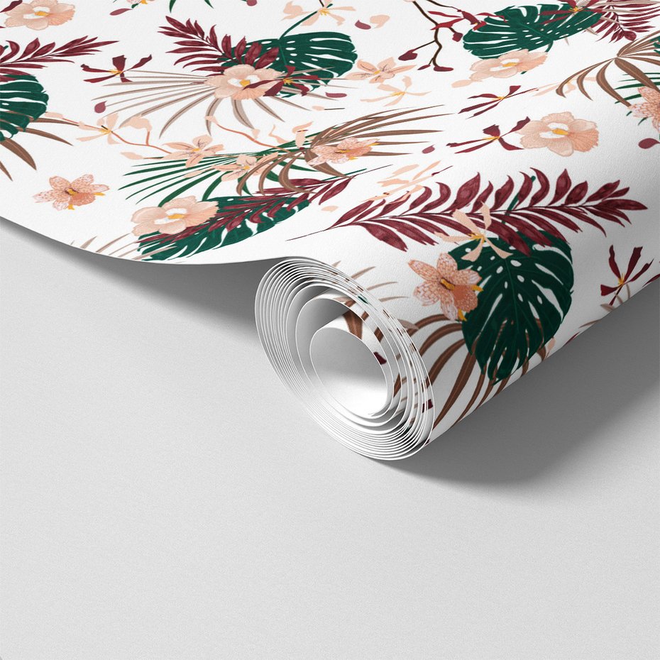 Tapeta - kwiaty, liście, wzór