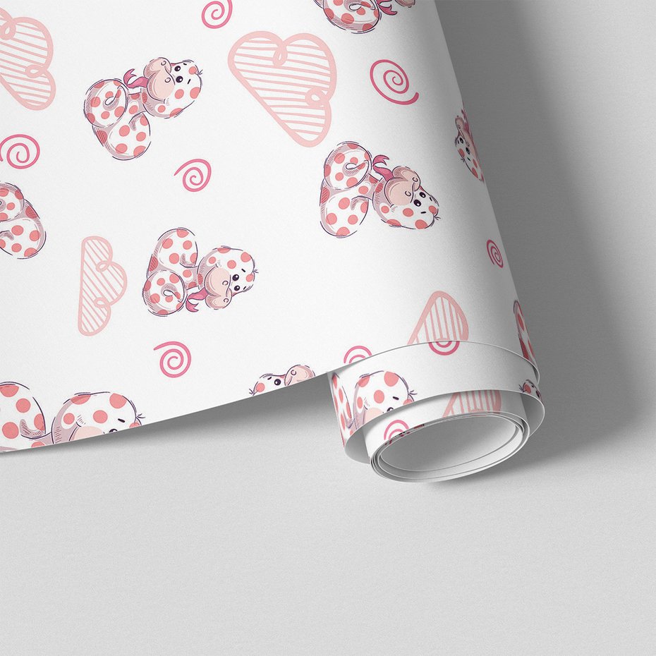 Tapeta - dziecięca, wąż, chmura, kropki