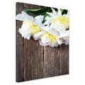Obraz na płótnie - kwiaty, drewno, biały