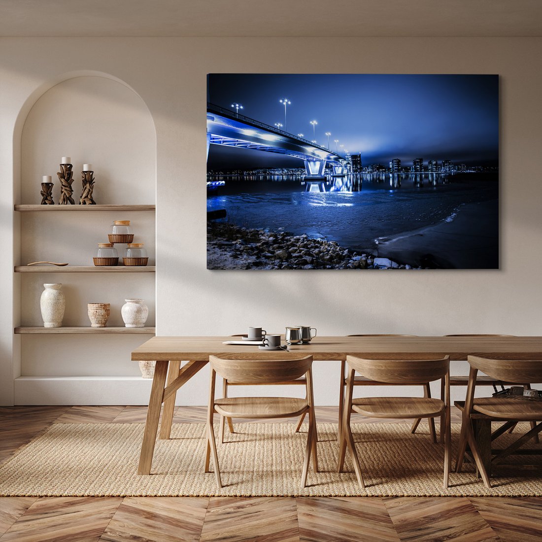 Obraz na płótnie - most, miasto, noc