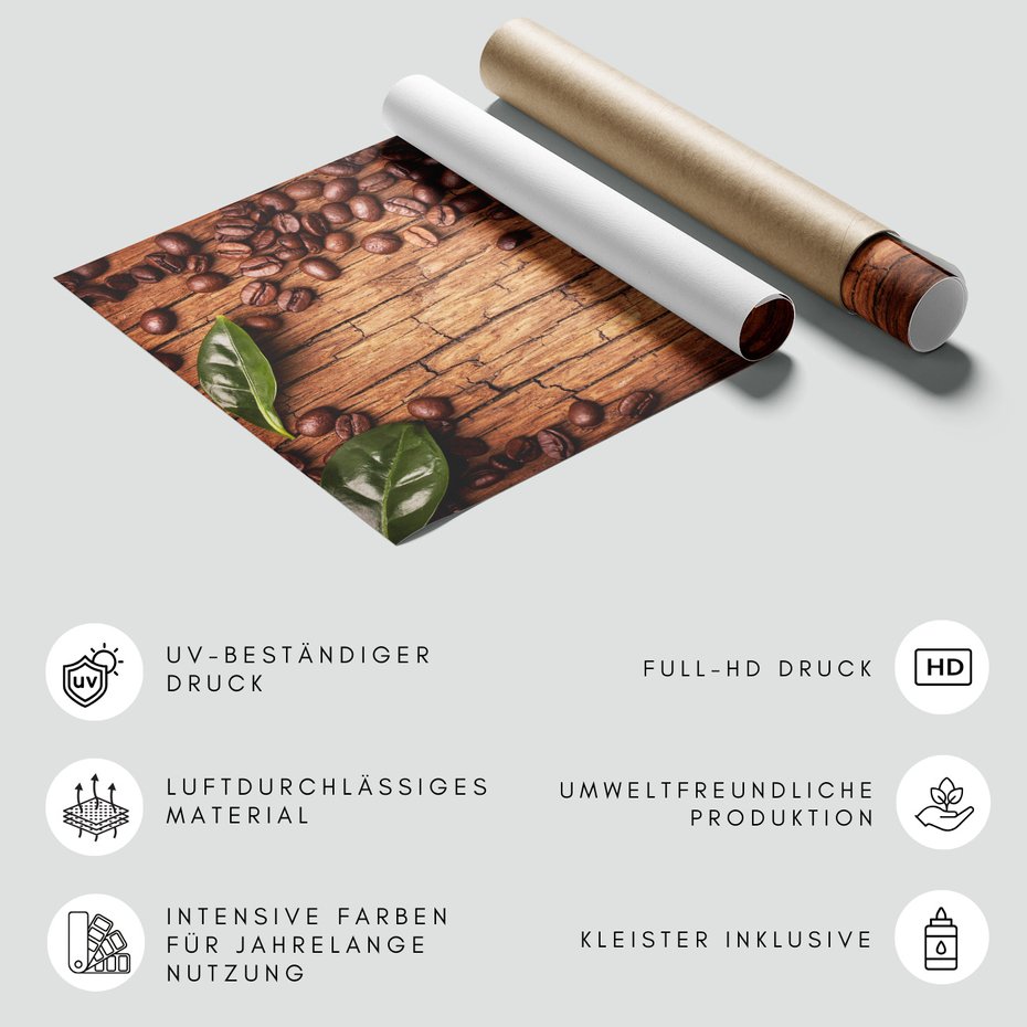 Fototapeta - kawa, ziarna, liście