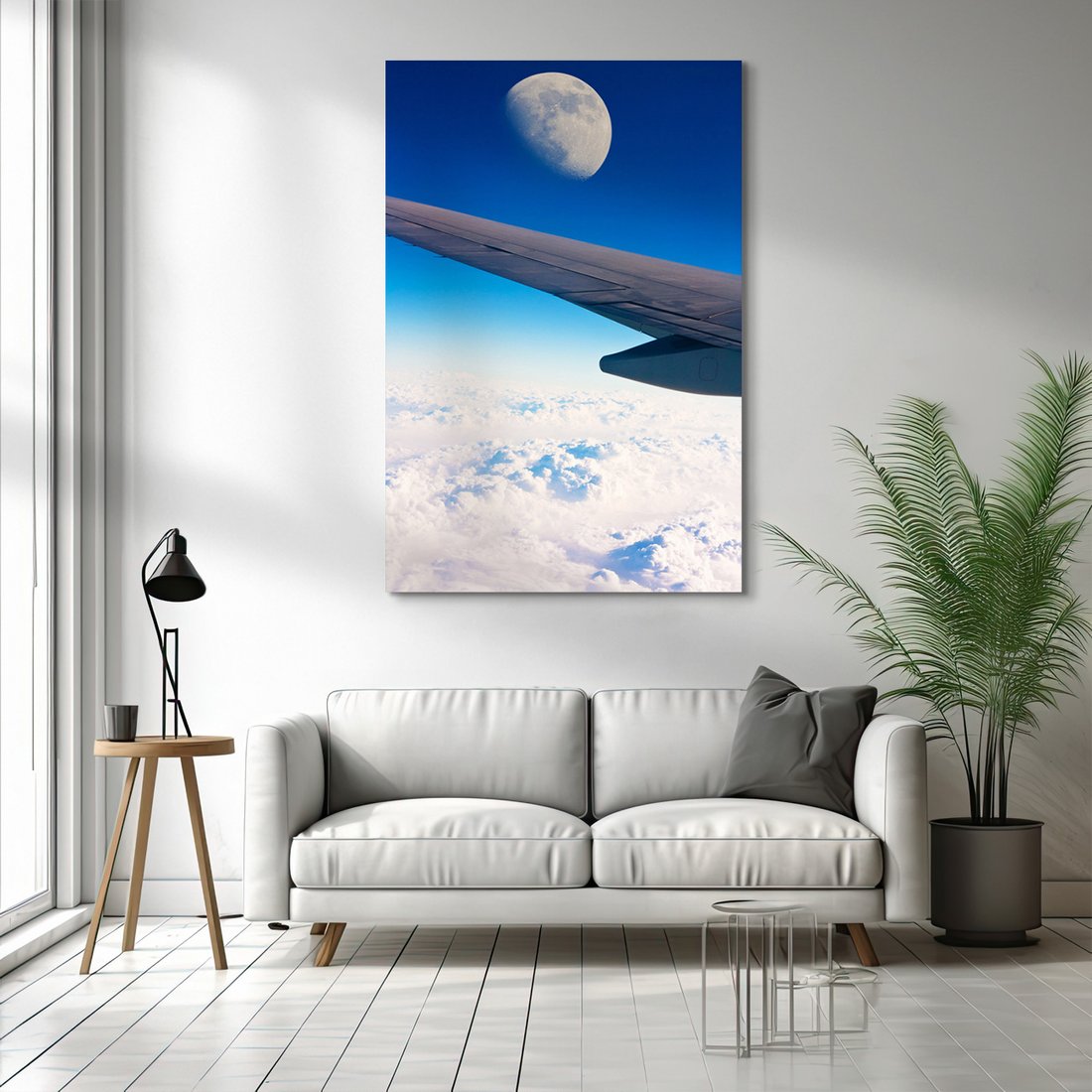 Obraz na płótnie - samolot, niebo, księżyc