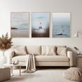 Zestaw obrazy w ramie, plakaty - morze, plaża, krajobraz - rama drewno