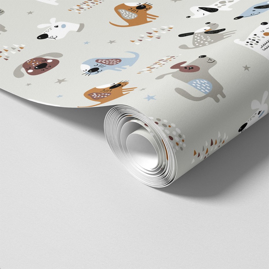 Tapeta - dziecięca, pies, ilustracja, gwiazda