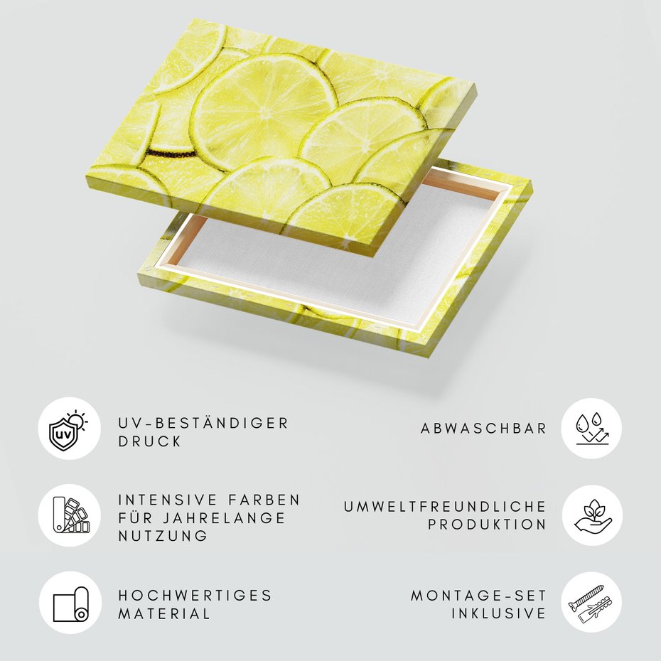 Obraz na płótnie - limonka, plasterki, owoce