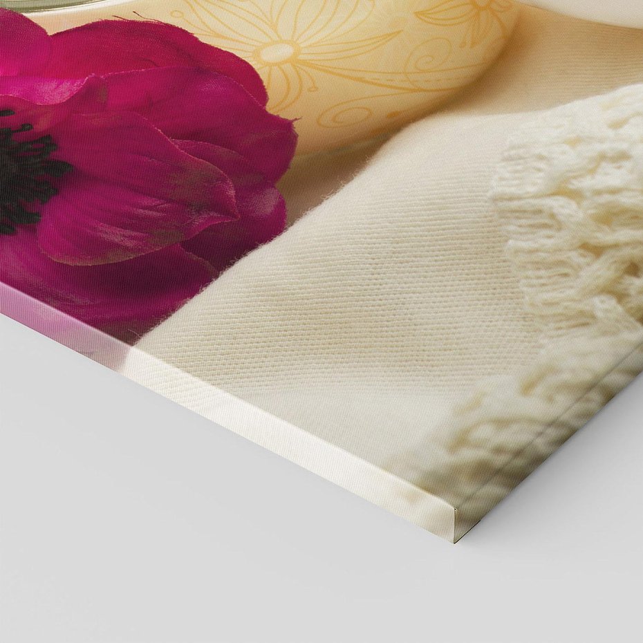 Obraz na płótnie - świece, kwiat, relaks