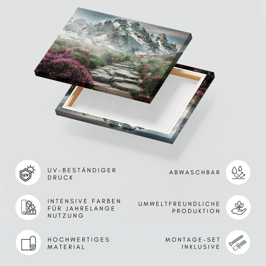 Obraz na płótnie - góry, kamienie, kwiaty