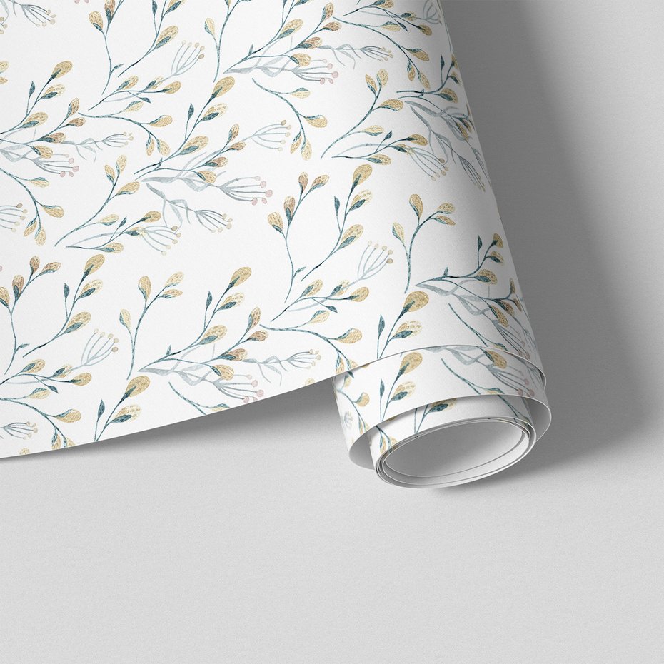 Tapeta - gałązka, kwiaty, liście