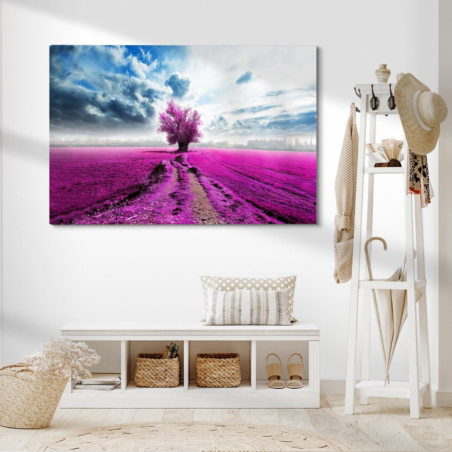 Obraz na płótnie - krajobraz, pole, drzewo