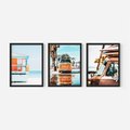 Zestaw obrazy w ramie, plakaty - plaża, wakacje, lato - rama czarna