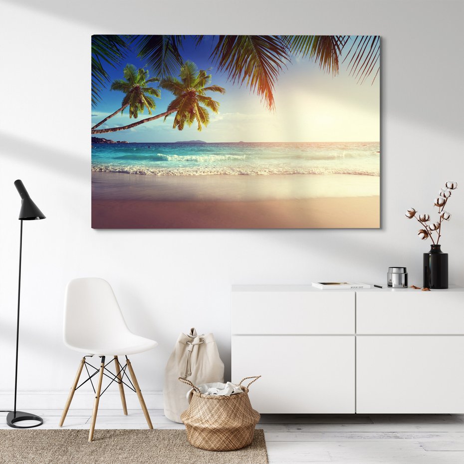Obraz na płótnie - plaża, morze, palmy