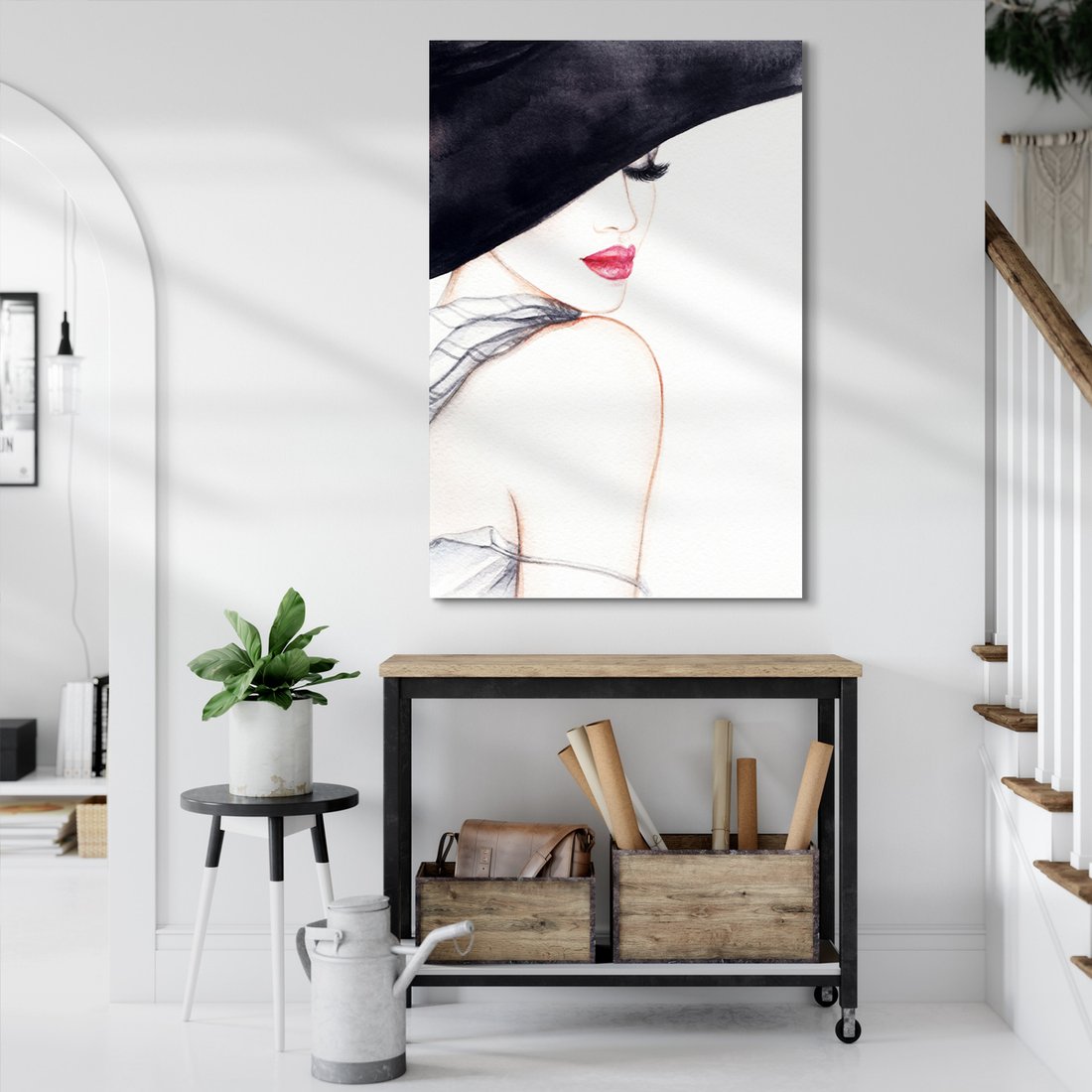 Obraz na płótnie - kobieta, kapelusz, portret