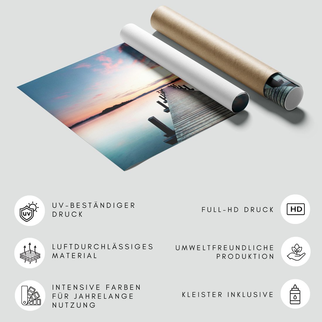 Fototapeta - jezioro, pomost, zachód słońca