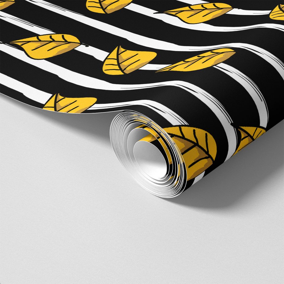 Tapeta - liście, paski, kontrast