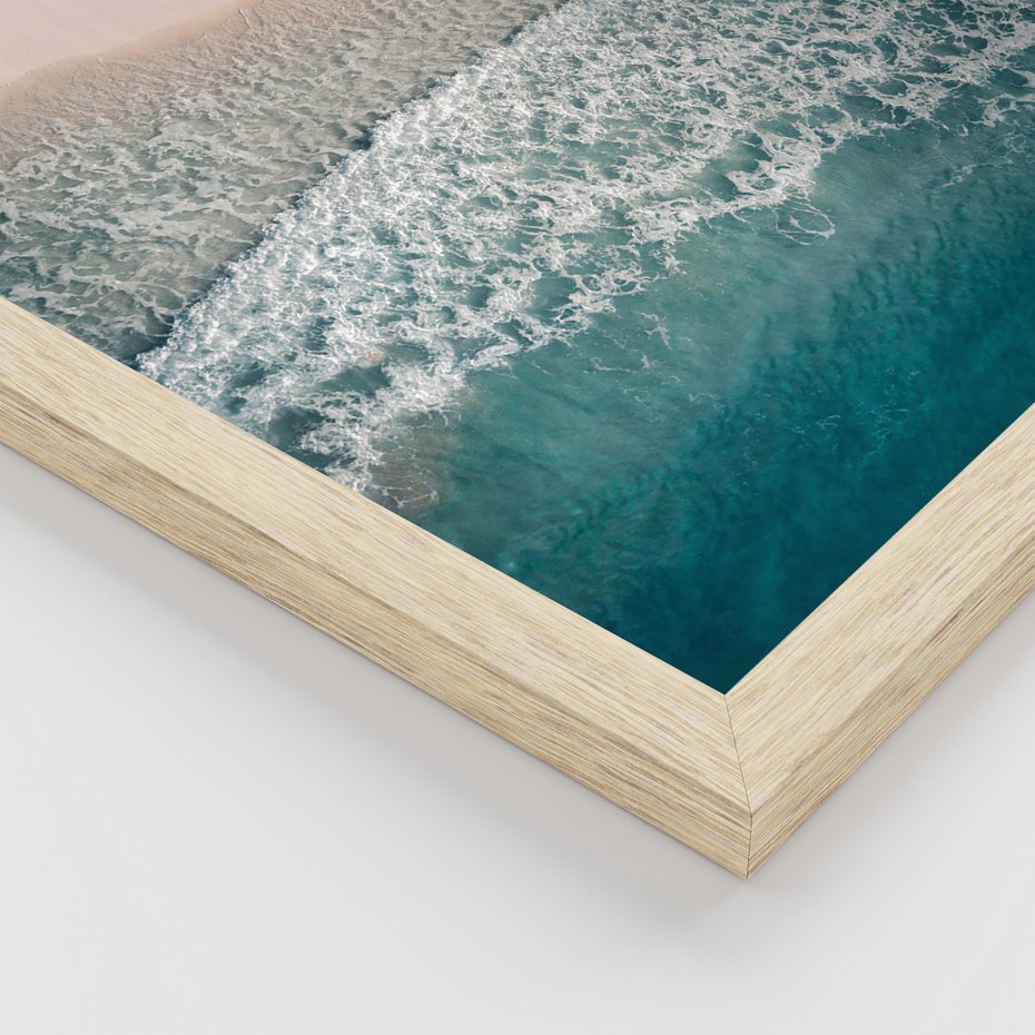 Zestaw obrazy w ramie, plakaty - plaża, morze, woda - rama drewno