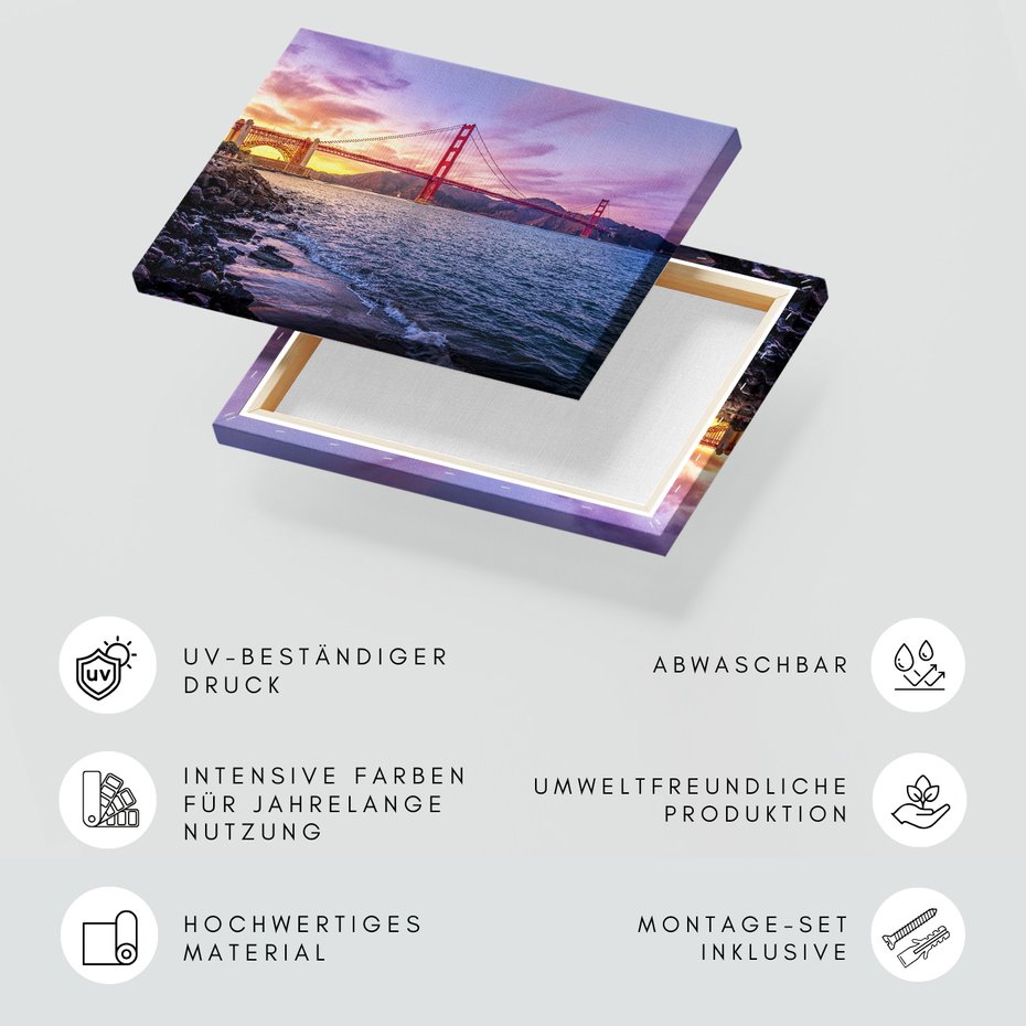 Obraz na płótnie - most, morze, zachód słońca