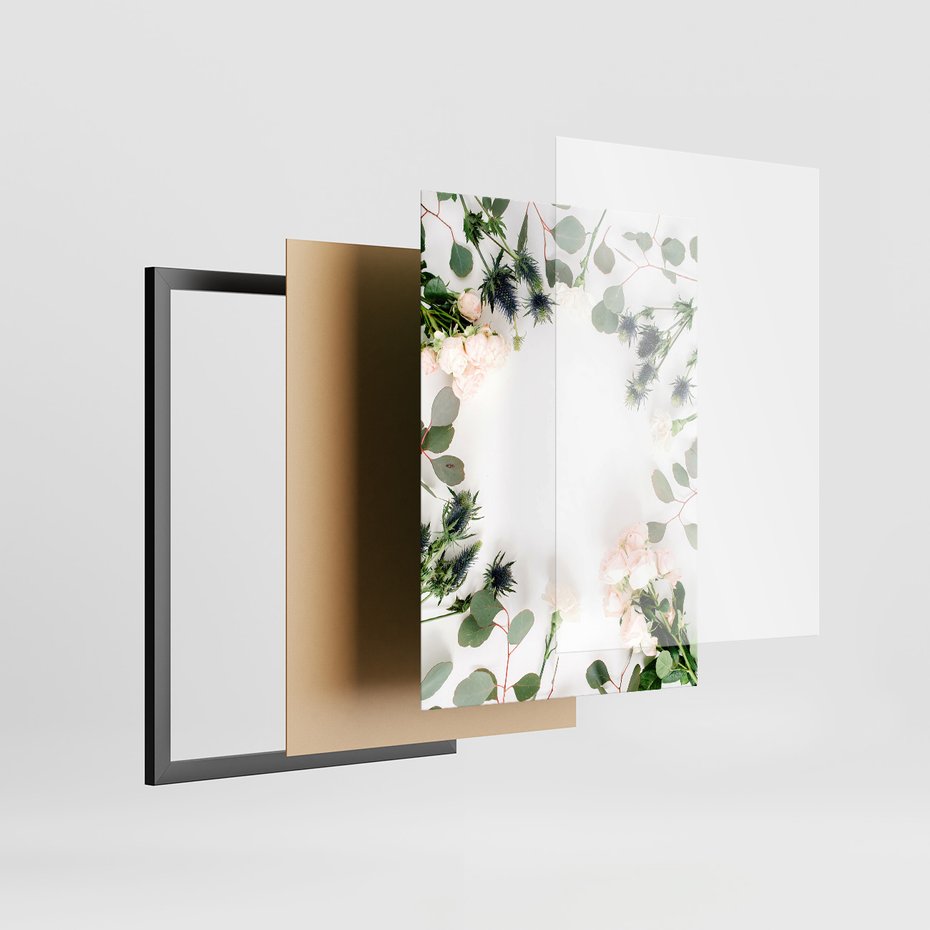 Zestaw obrazy w ramie, plakaty - kwiaty, liście, eukaliptus - rama czarna