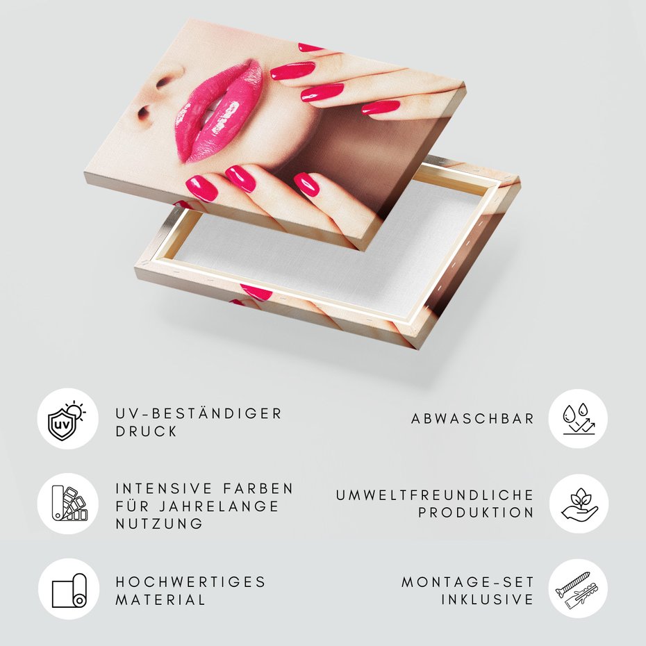 Obraz na płótnie - usta, paznokcie, dłonie