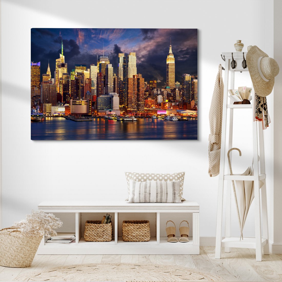 Obraz na płótnie - miasto, noc, woda