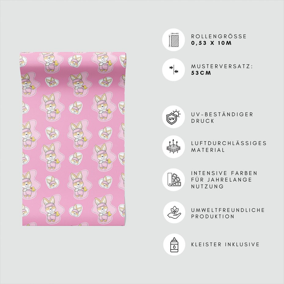 Tapeta - dziecięca, królik, kaczka,