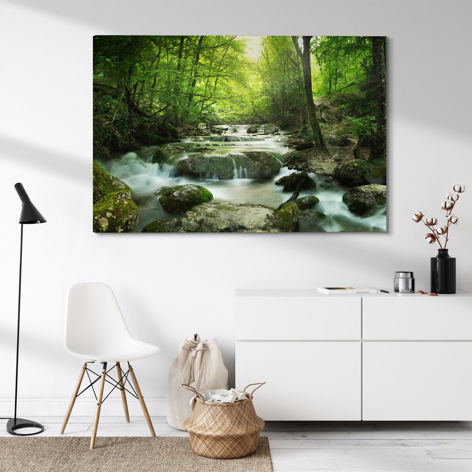 Obraz na płótnie - las, potok, woda