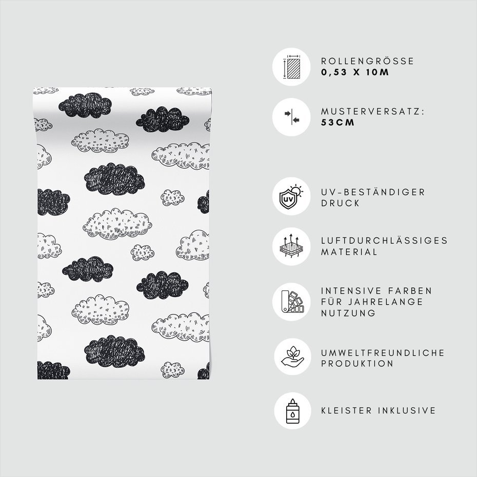 Tapeta - dziecięca, chmury, niebo,