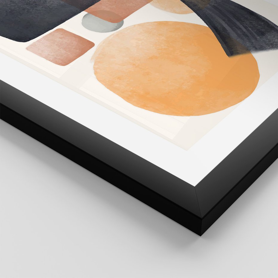 Zestaw obrazy w ramie, plakaty - abstrakcja, geometryczne, kształty - rama czarna