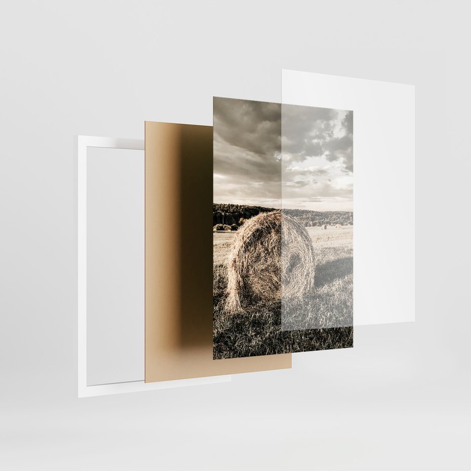 Zestaw obrazy w ramie, plakaty - wieś, zwierzęta, krajobraz - rama biała