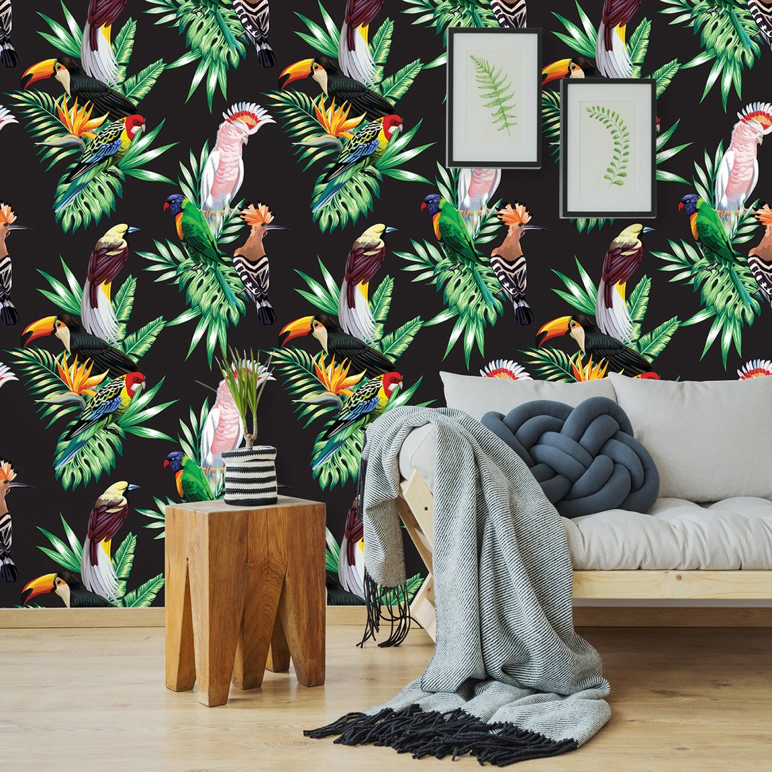 Tapeta - ptaki, liście, tropiki