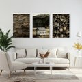 Zestaw obrazy w ramie, plakaty - dom, natura, drewno - rama biała