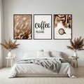 Zestaw obrazy w ramie, plakaty - kawa, napój, tekst - rama czarna