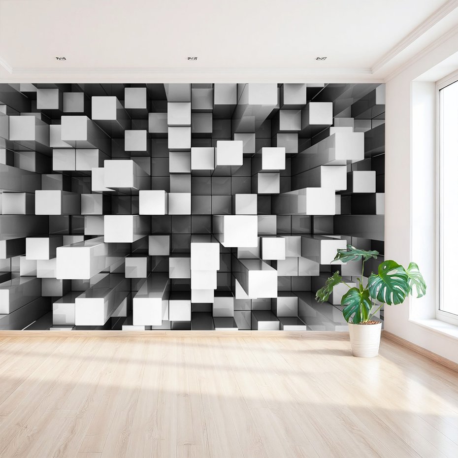 Fototapeta - kostki, szary, biały