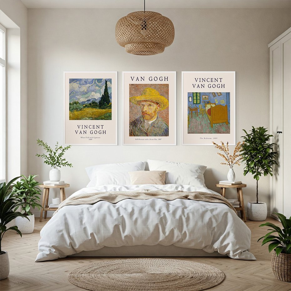 Zestaw obrazy w ramie, plakaty - Van Gogh, obrazy, sztuka - rama biała