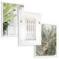 Zestaw obrazy w ramie, plakaty - liście, okno, ściana - rama biała