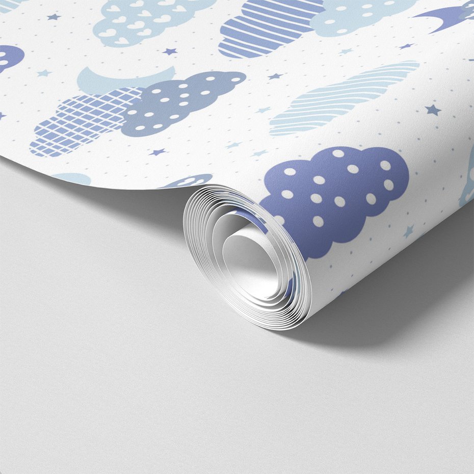 Tapeta - dziecięca, chmury, gwiazdy, księżyc