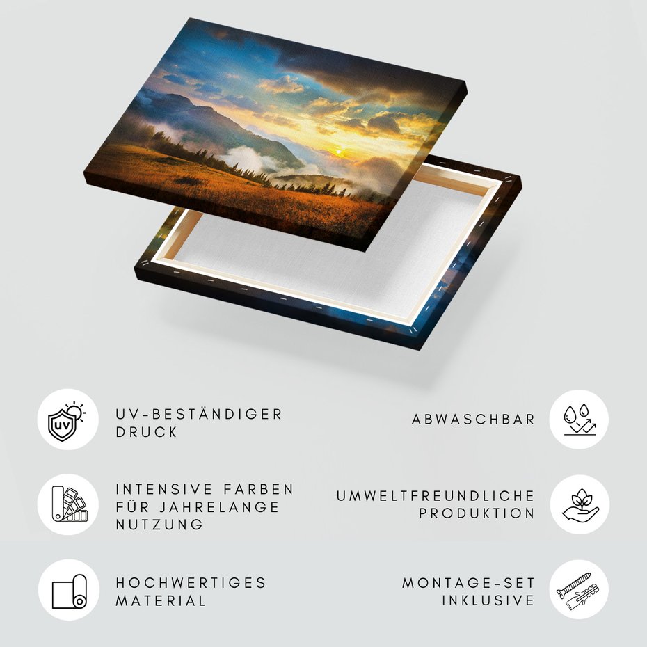 Obraz na płótnie - krajobraz, góry, zachód słońca