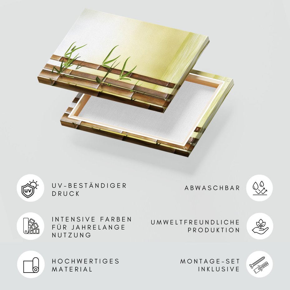 Obraz na płótnie - bambus, liście, woda