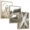 Zestaw obrazy w ramie, plakaty - natura, drewno, wieś - rama drewno