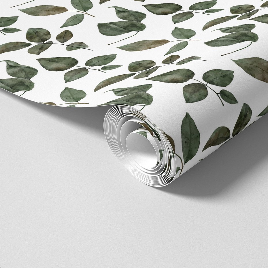 Tapeta - liście, gałązki, akwarela