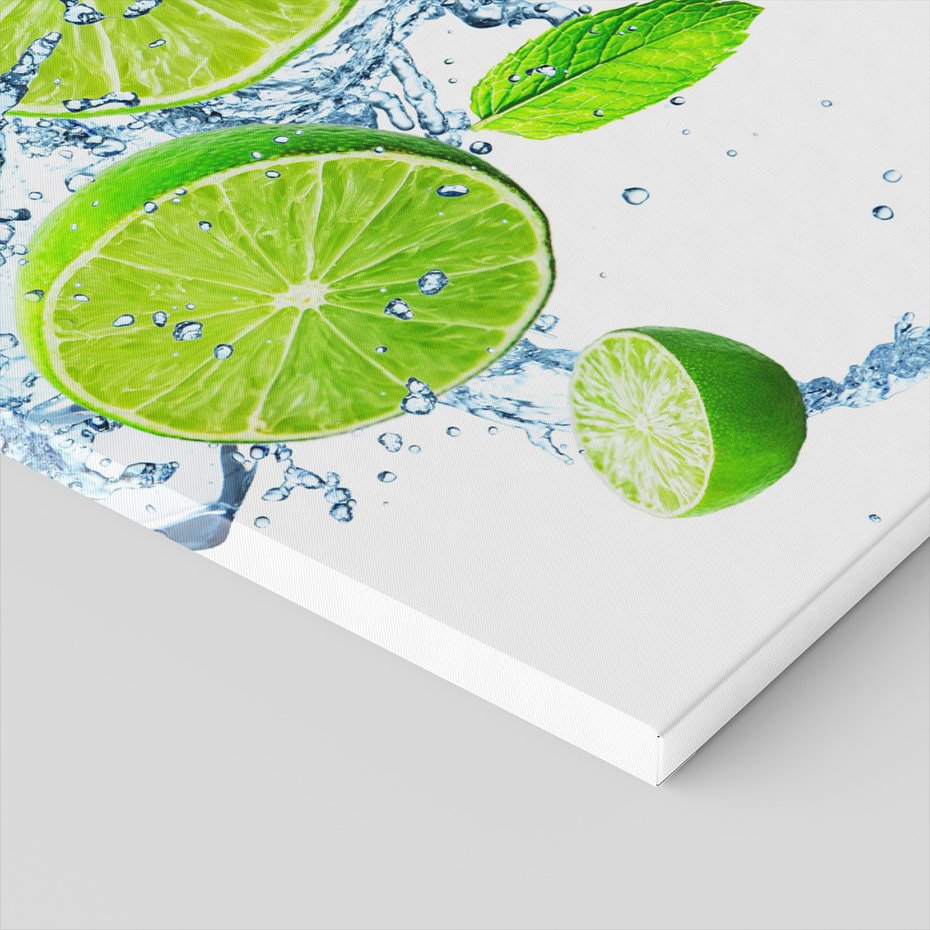 Obraz na płótnie - limonka, mięta, woda