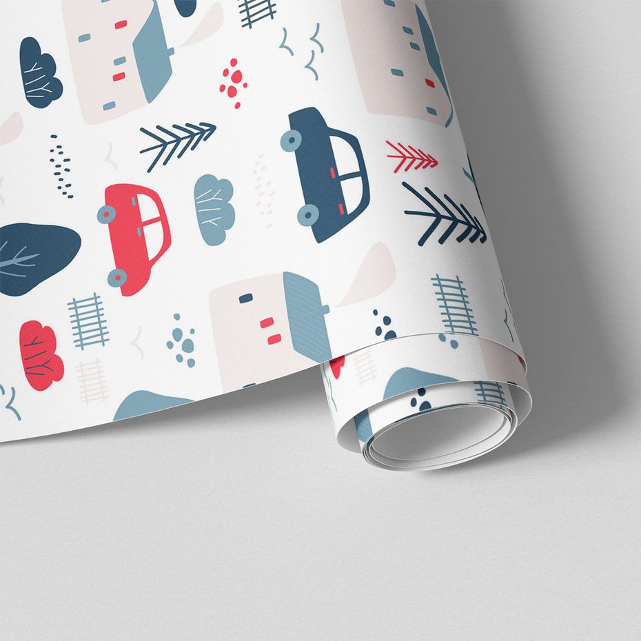 Tapeta - dziecięca, dom, samochód, drzewo